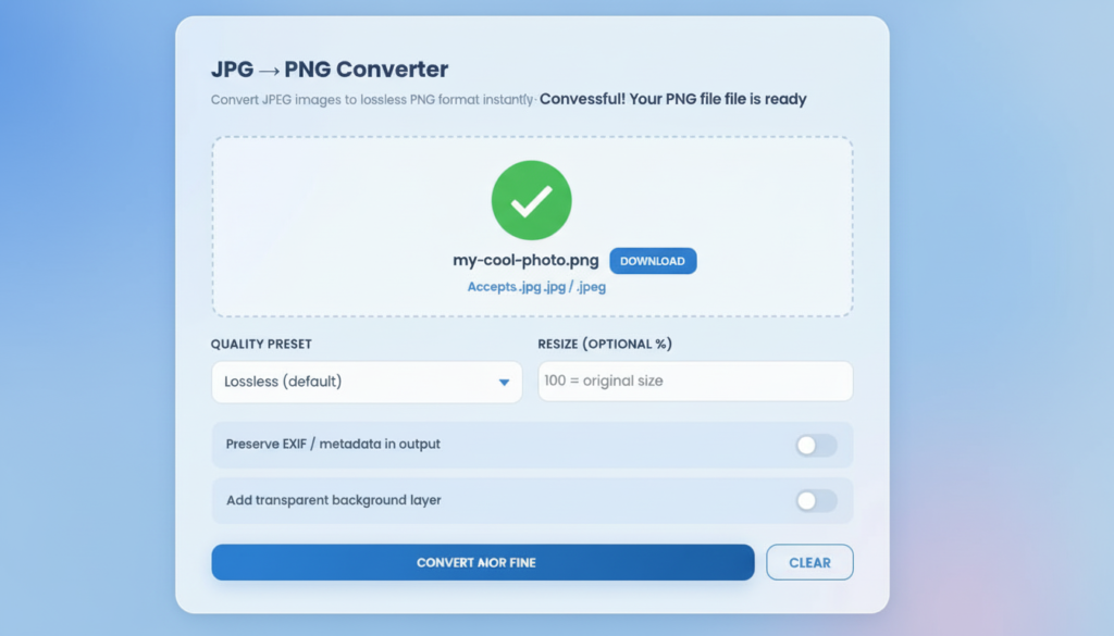 Convert JPG to PNG Free Tool