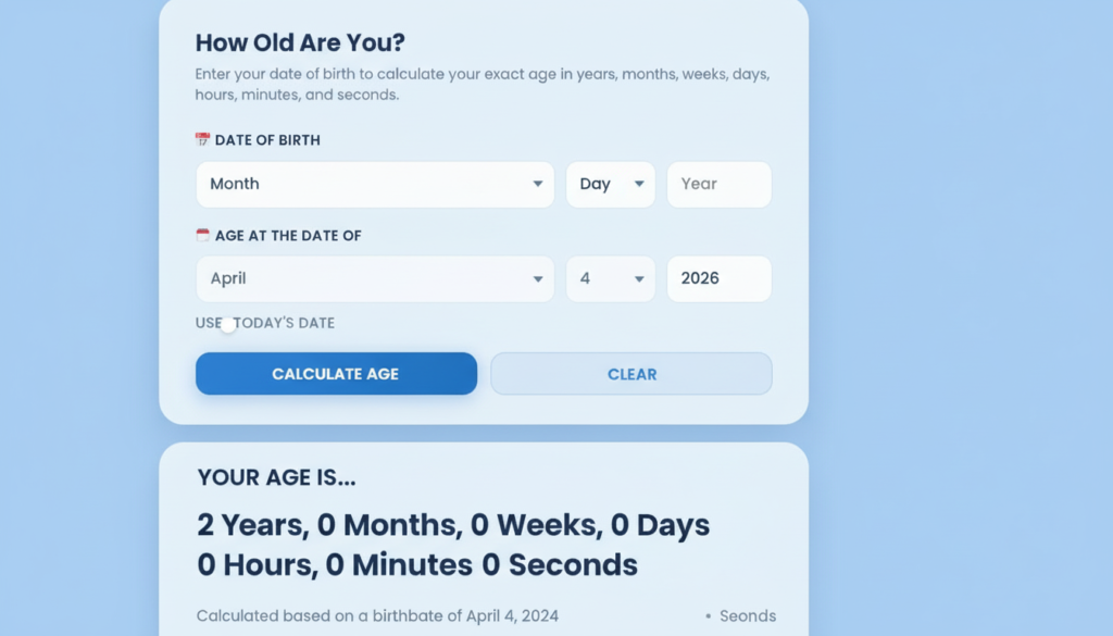 age calculator online free and exact results