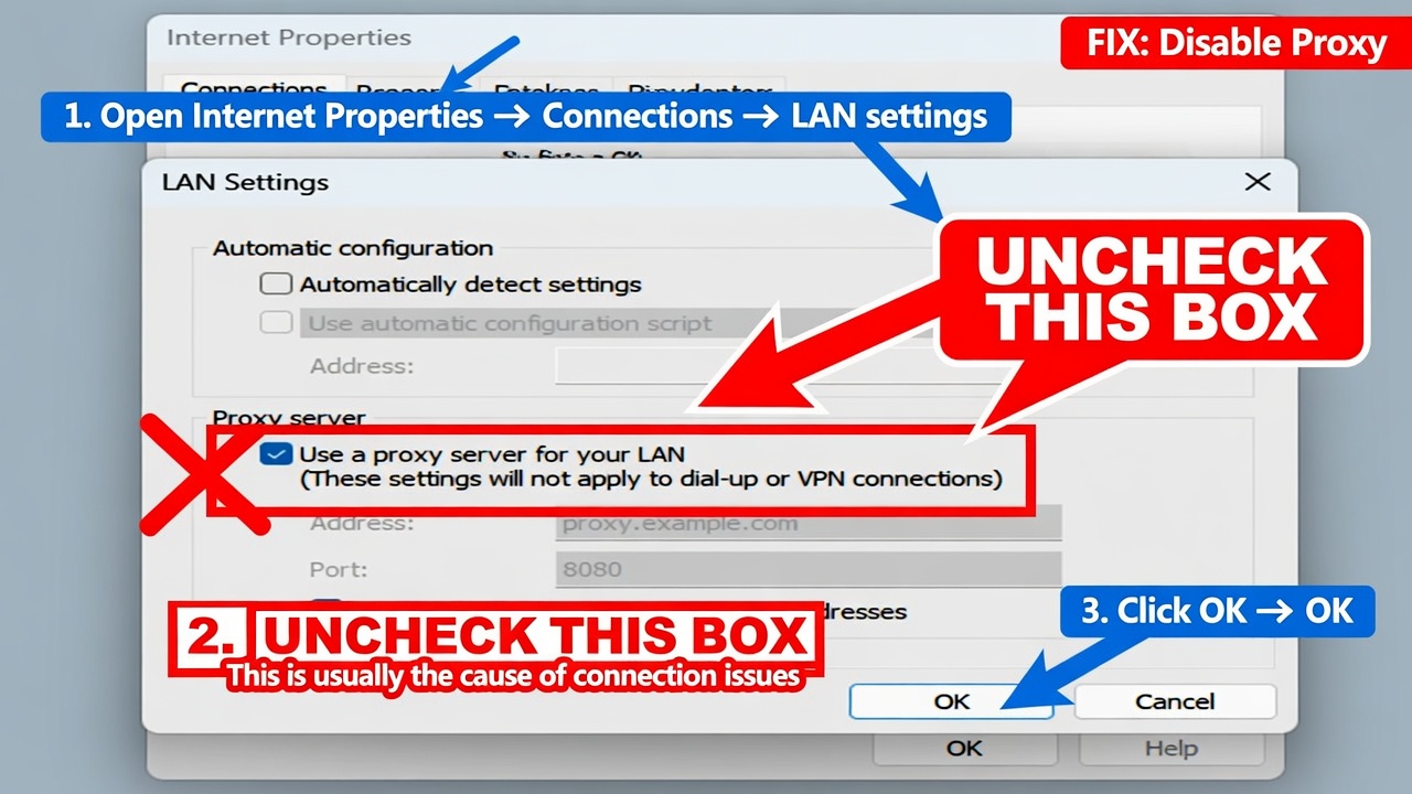 Disable Proxy Server Settings