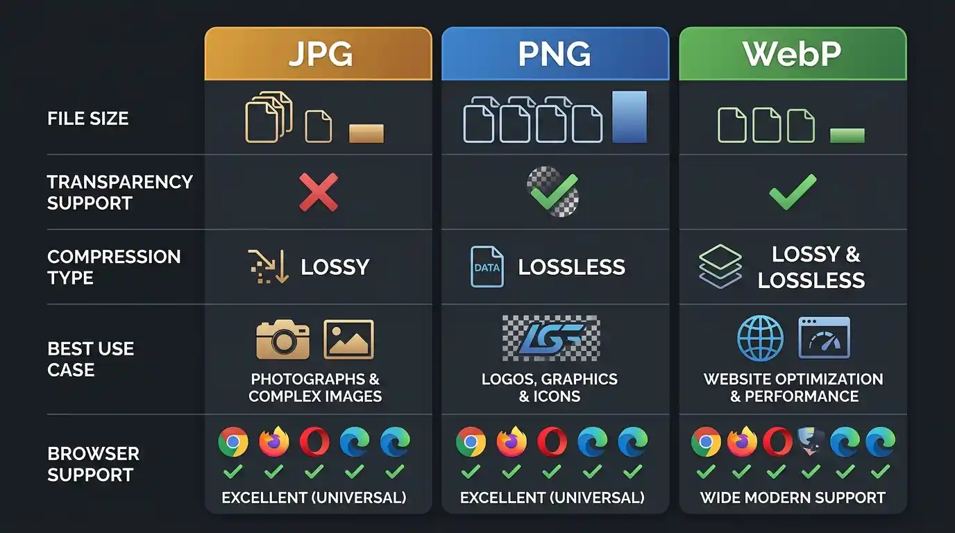 JPG vs PNG vs WebP
