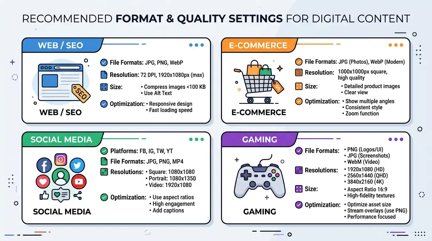 recommended format and quality settings