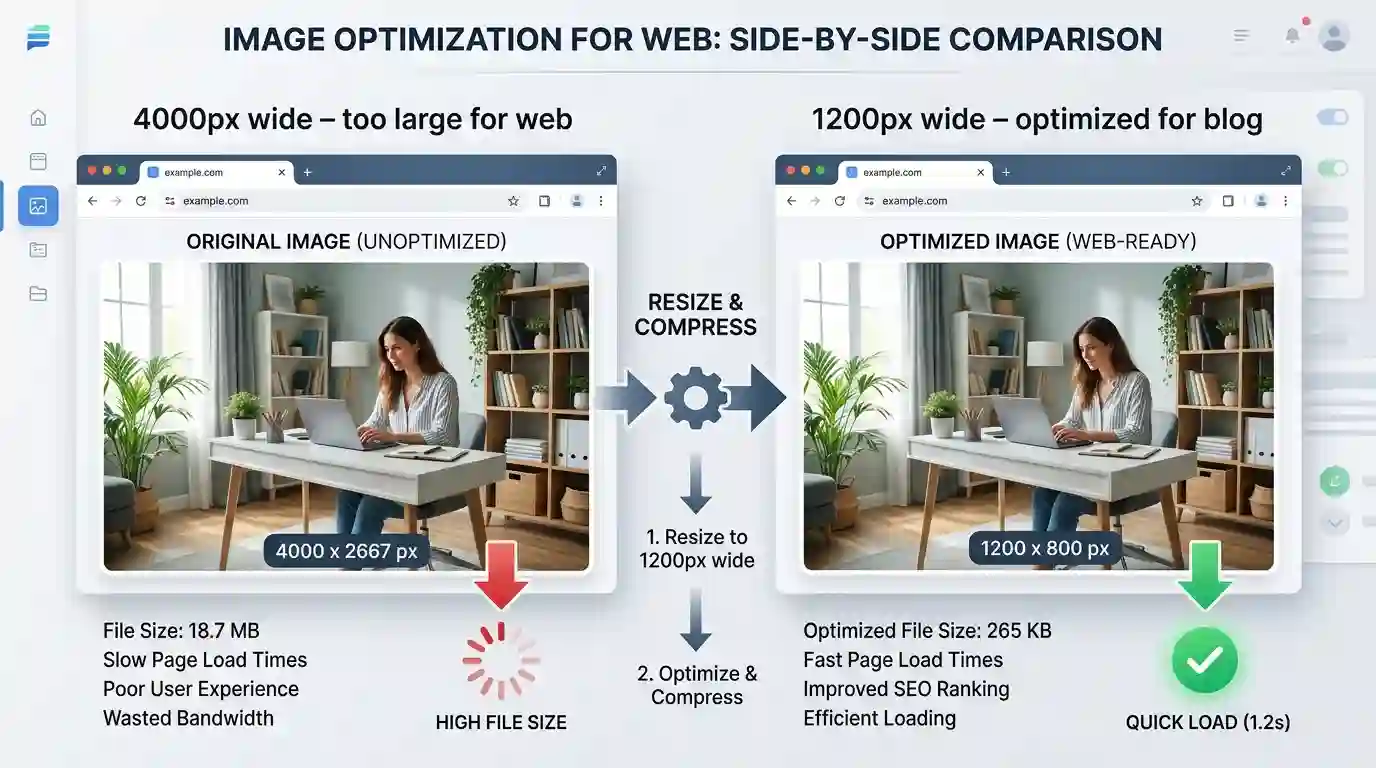 oversized image being resized for web use