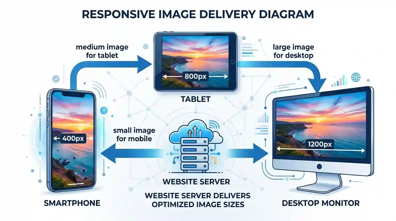 responsive image delivery across three devices