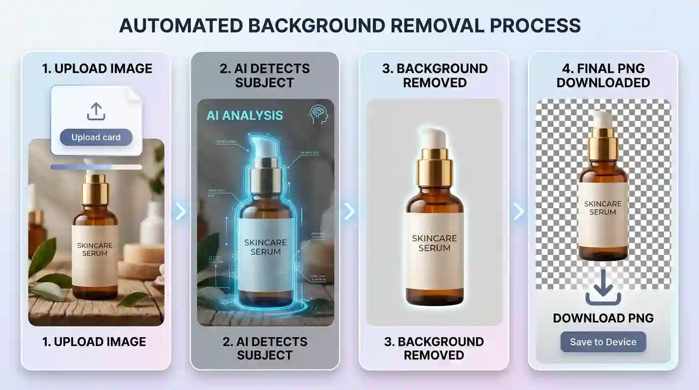 step-by-step visual showing the background removal process