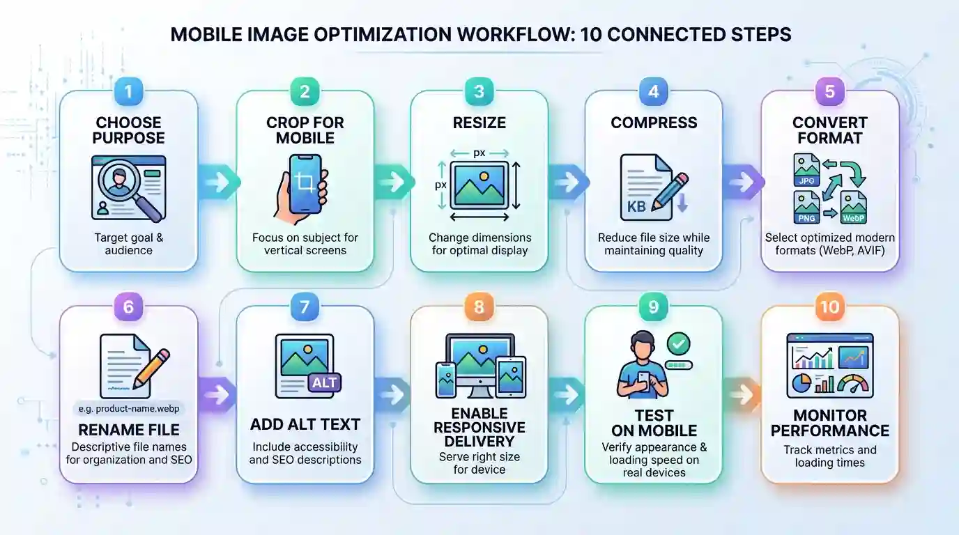 step-by-step mobile image optimization workflow